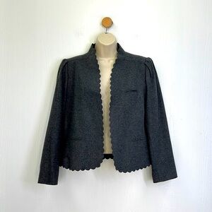 Whip O Will - Vintage Charcoal Gray Scalloped Edge Lined Blazer W Pockets SZ 14